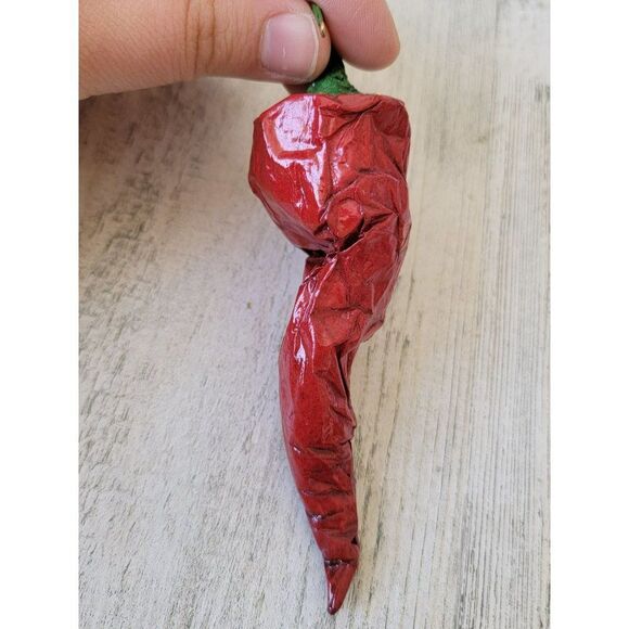 Paper mache Chili Pepper vintage ornament Xmas decor - Picture 4 of 7